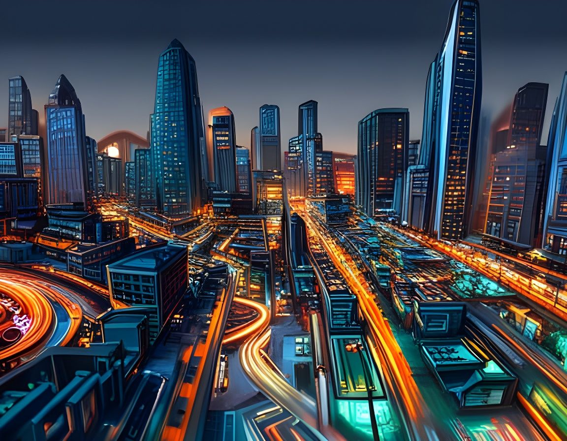 Futuristic City at Night: Pinball Machine Style