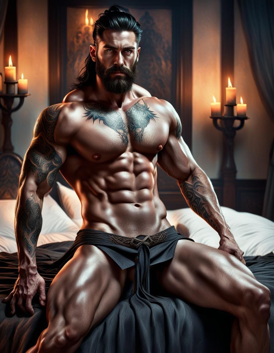 Nude Male Figure in Dark Fantasy Style