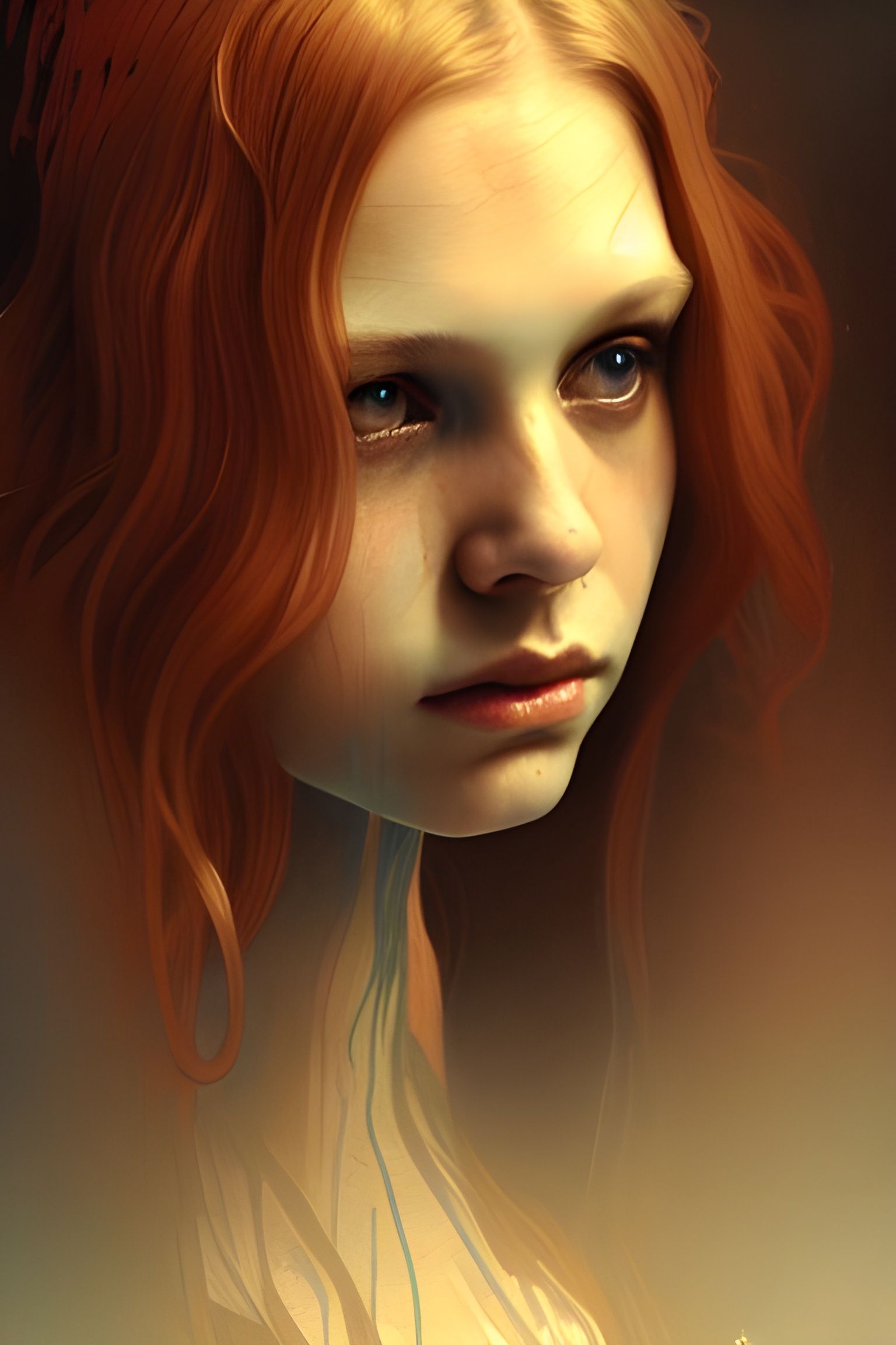Tragic Portrait of Carrie White in Watercolor Style