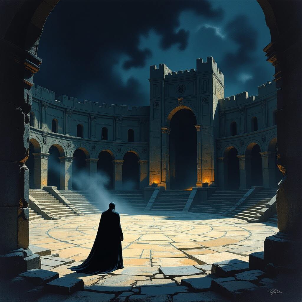 Ominous Arena in Dark Fantasy Style