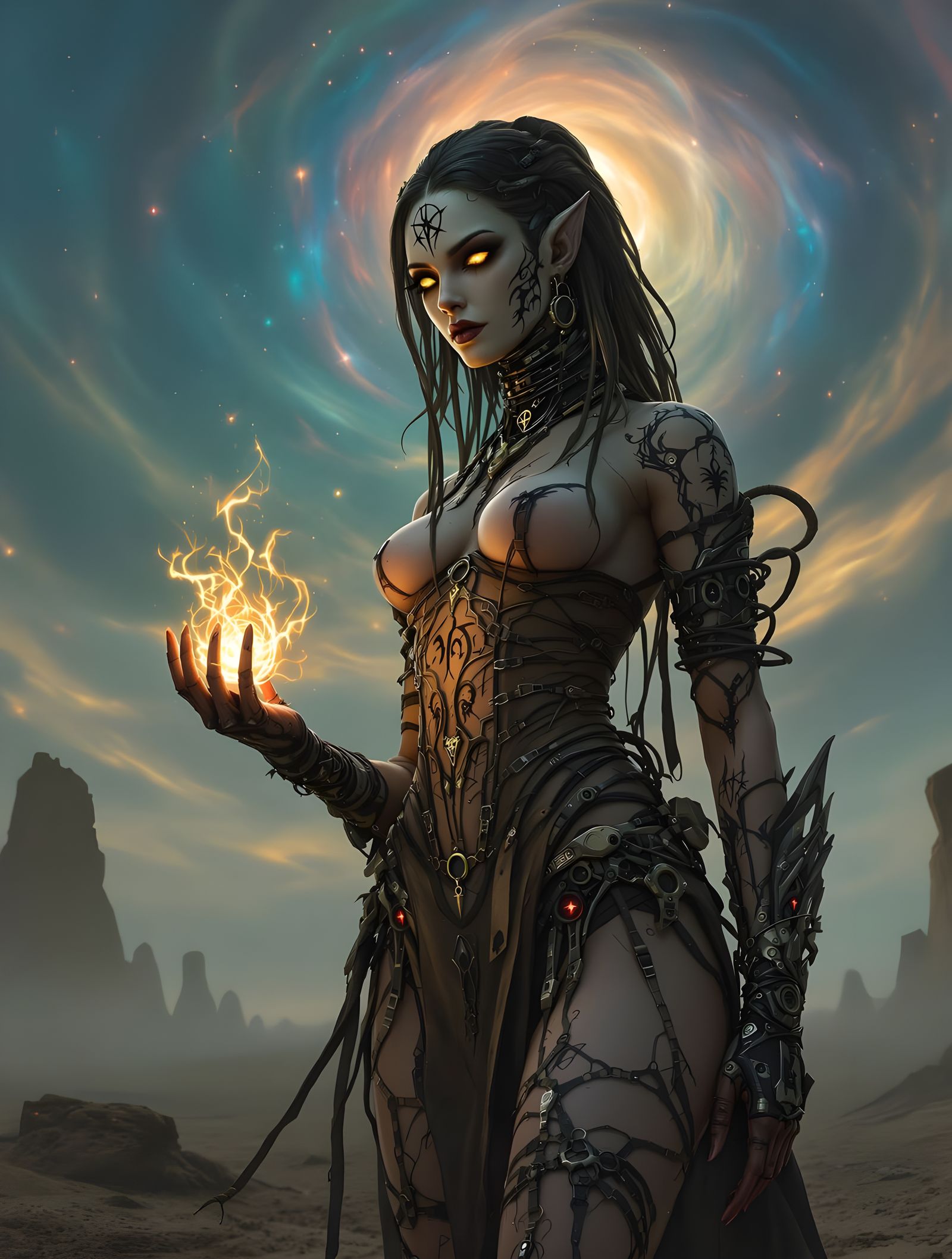 Voodoo Priestess in Biomechanical Wasteland