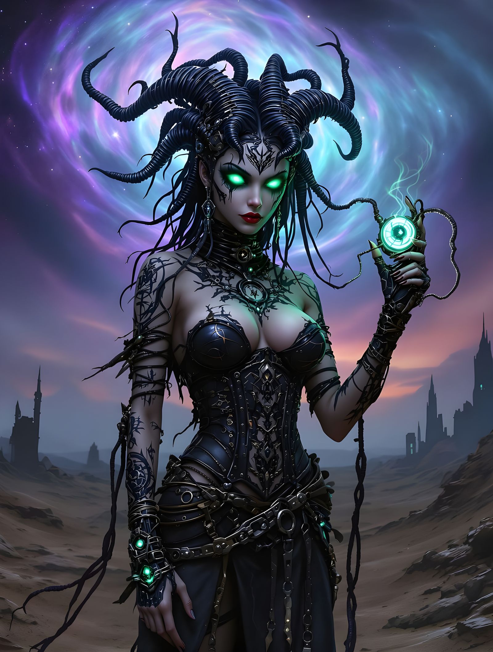 Voodoo Priestess in Biomechanical Wasteland