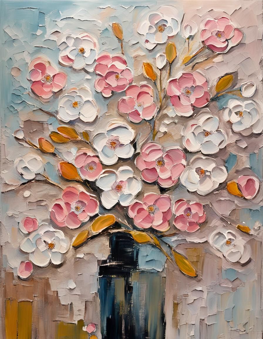Abstract Expressionism with Blossoms in Sunlight