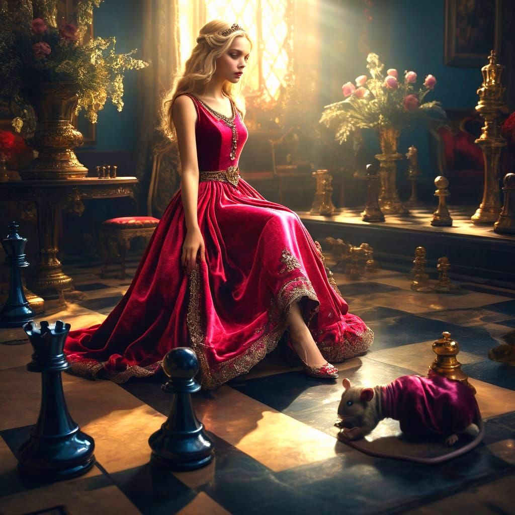 Elegant Victorian Queen in Red Velvet