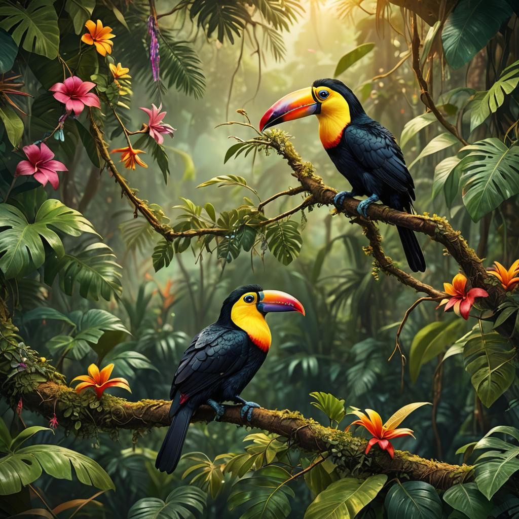 Adorable Baby Toucan in Vibrant Jungle