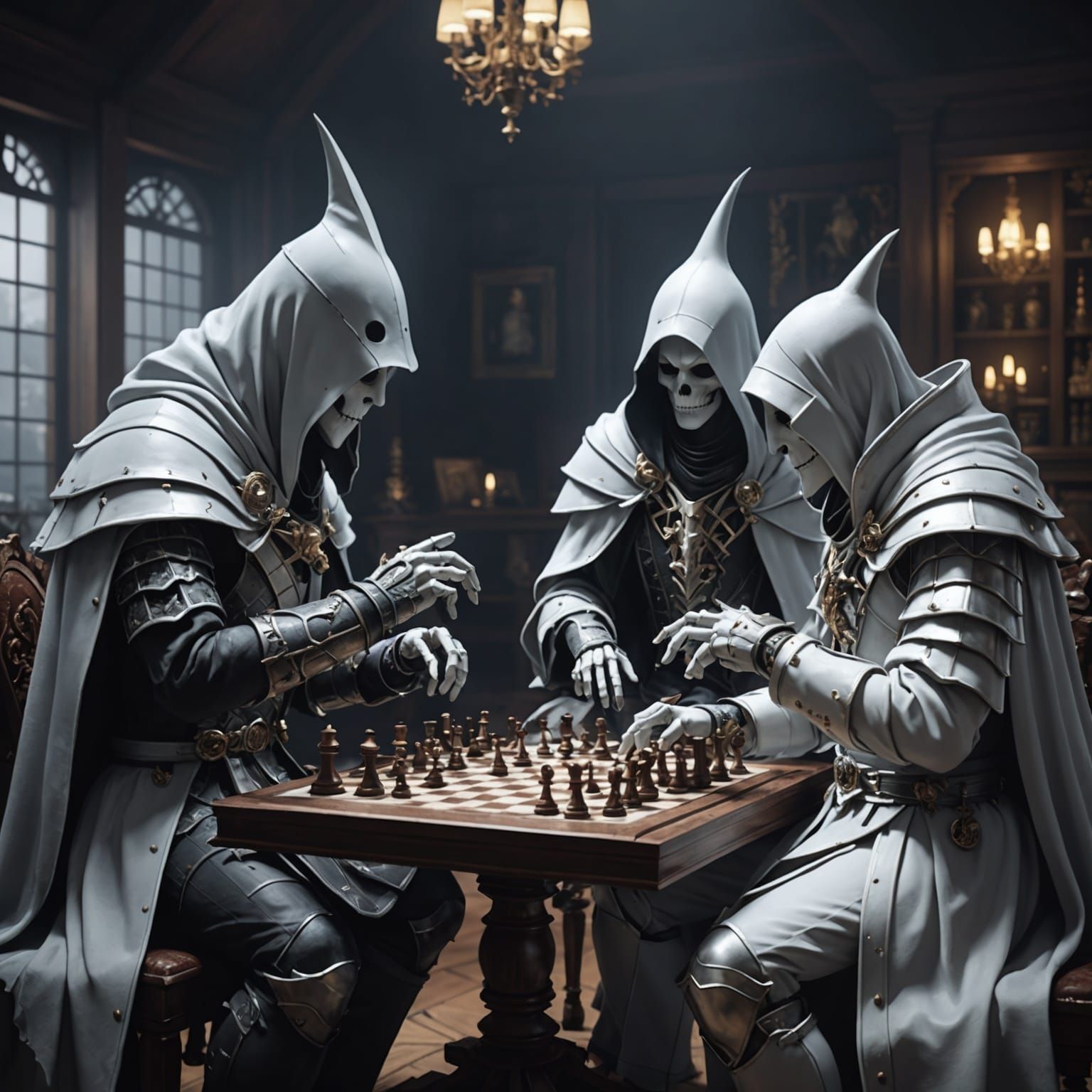 Ghosts Play Chess: Detailed 3D Anime Art