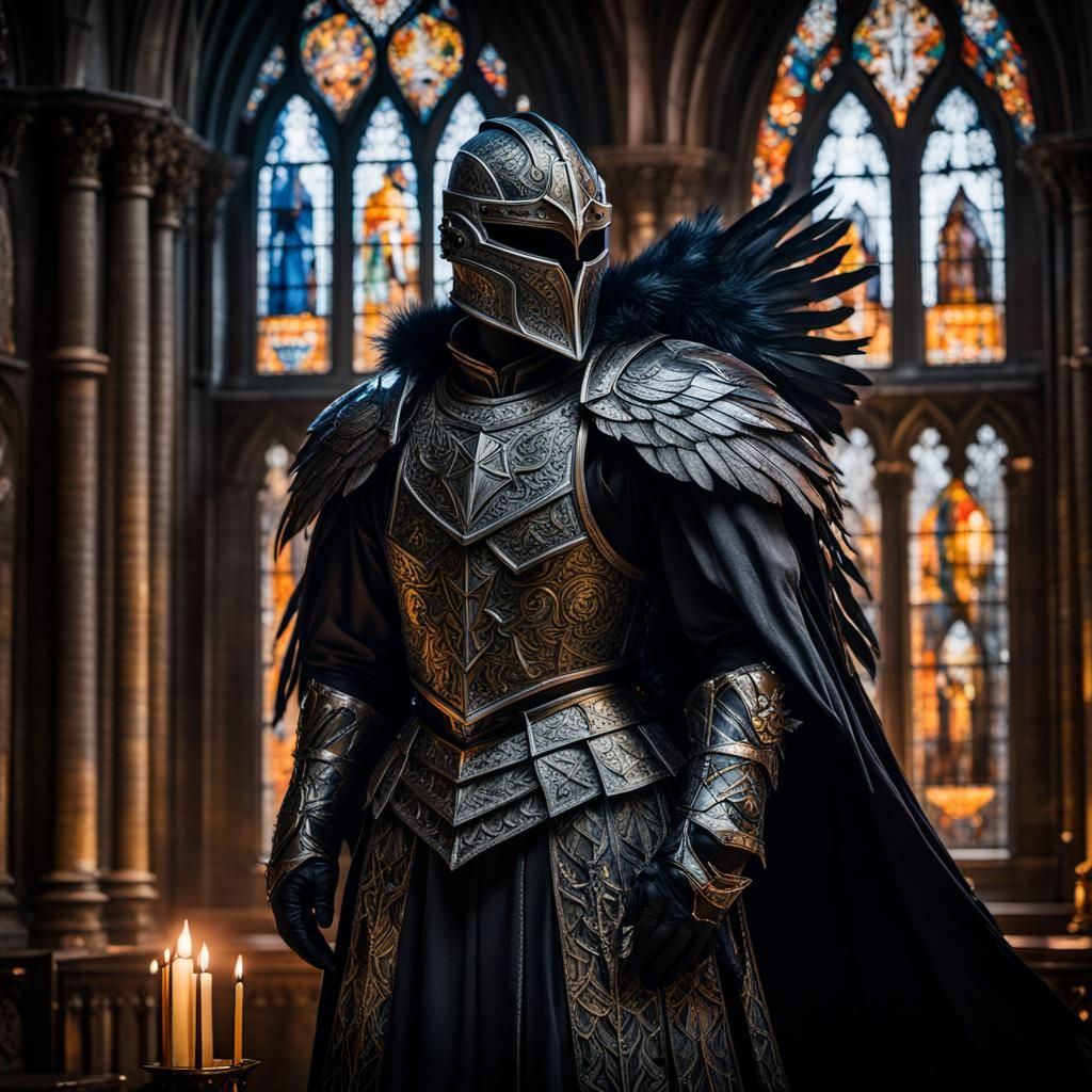 Gothic Dark Fantasy Paladin Portrait in Golden Hour