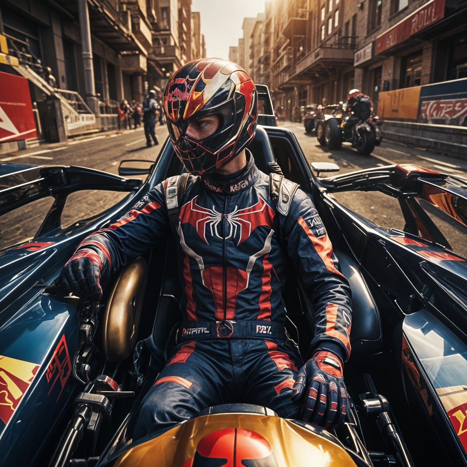 Spider-Man as Red Bull F1 Driver