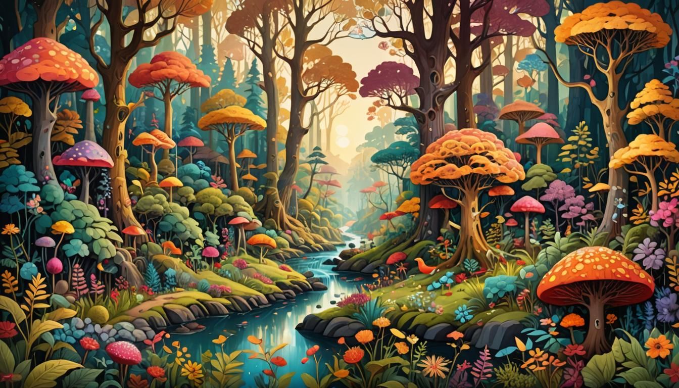 Enchanting Forest Landscape at Golden Hour