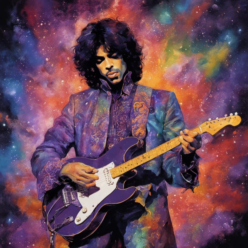 Astral Cosmic Guitar Solo in Holographic Mixed Media