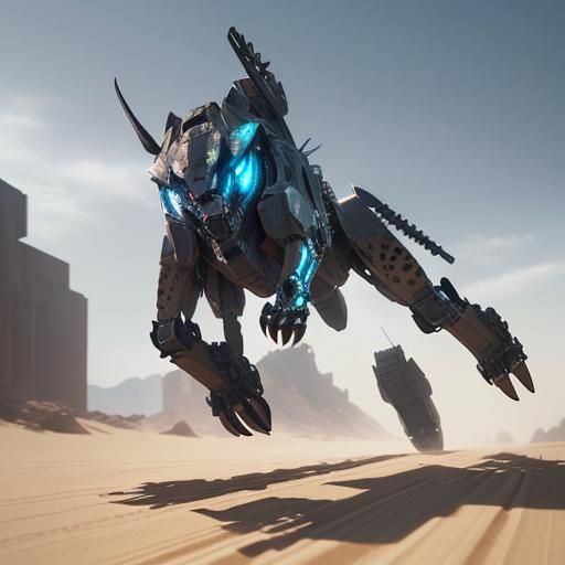 Zoid Cheetah Mech Running: Sci-Fi Cinematic Render