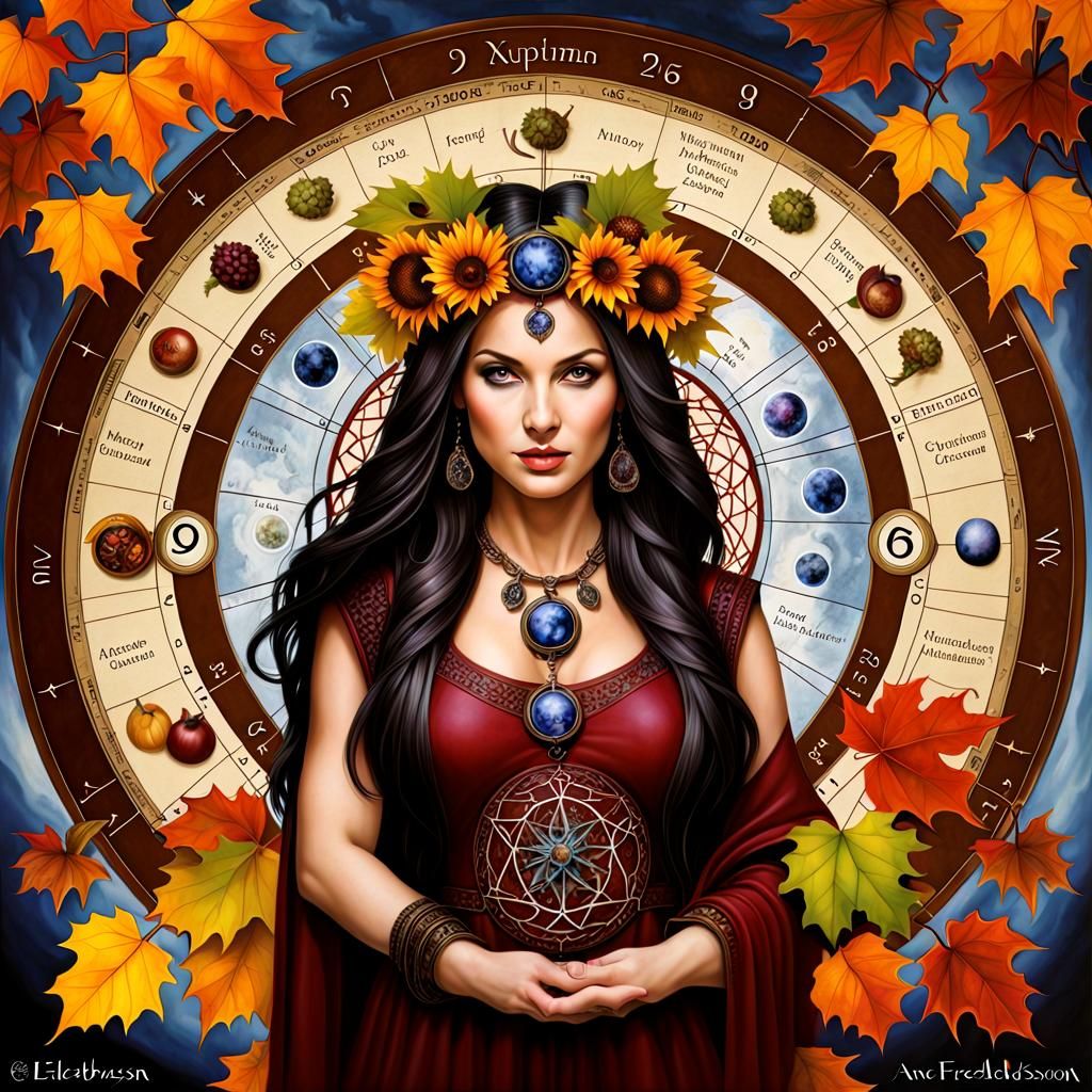 Autumnal Equinox Grapevine Mandala in Druid Style