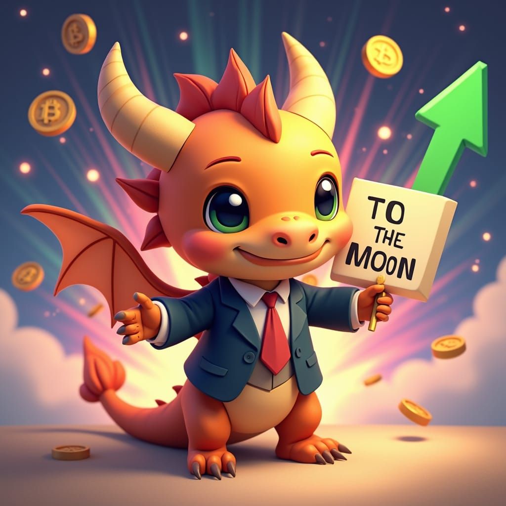 Dragon Celebrates Crypto Gains in Pixar-Style 3D Render
