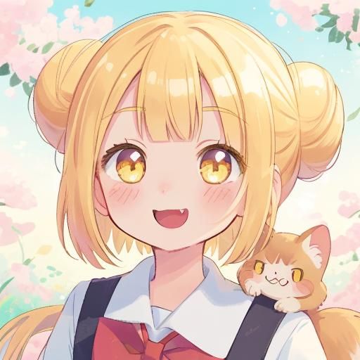 Innocent Manga Portrait of Schoolgirl with Fangs