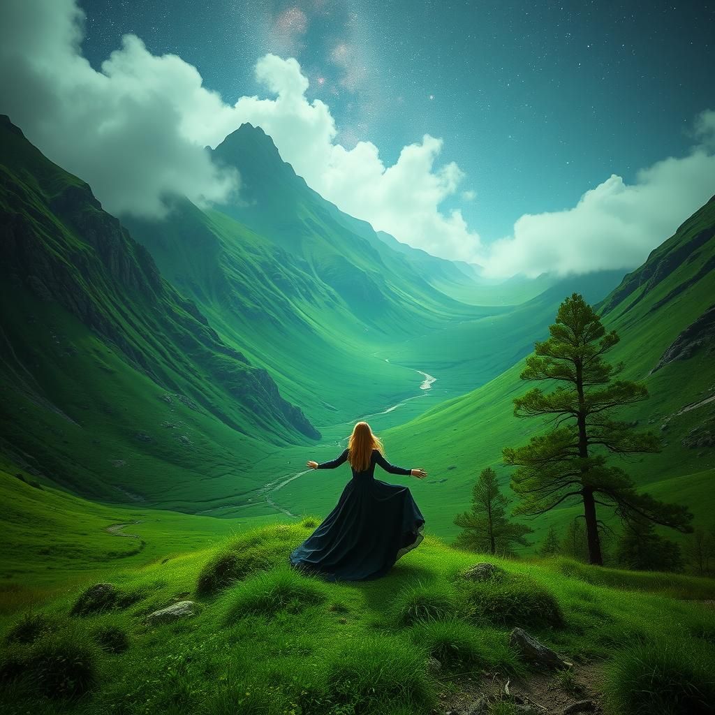 Gothic lady is playing in heaven of Greenland, most beautifu...