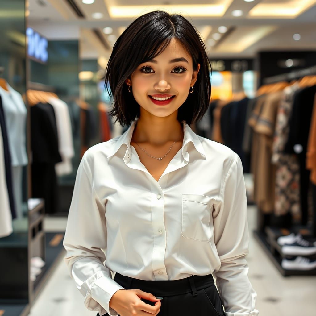 Beautiful Thai Woman Working in Clothing Store