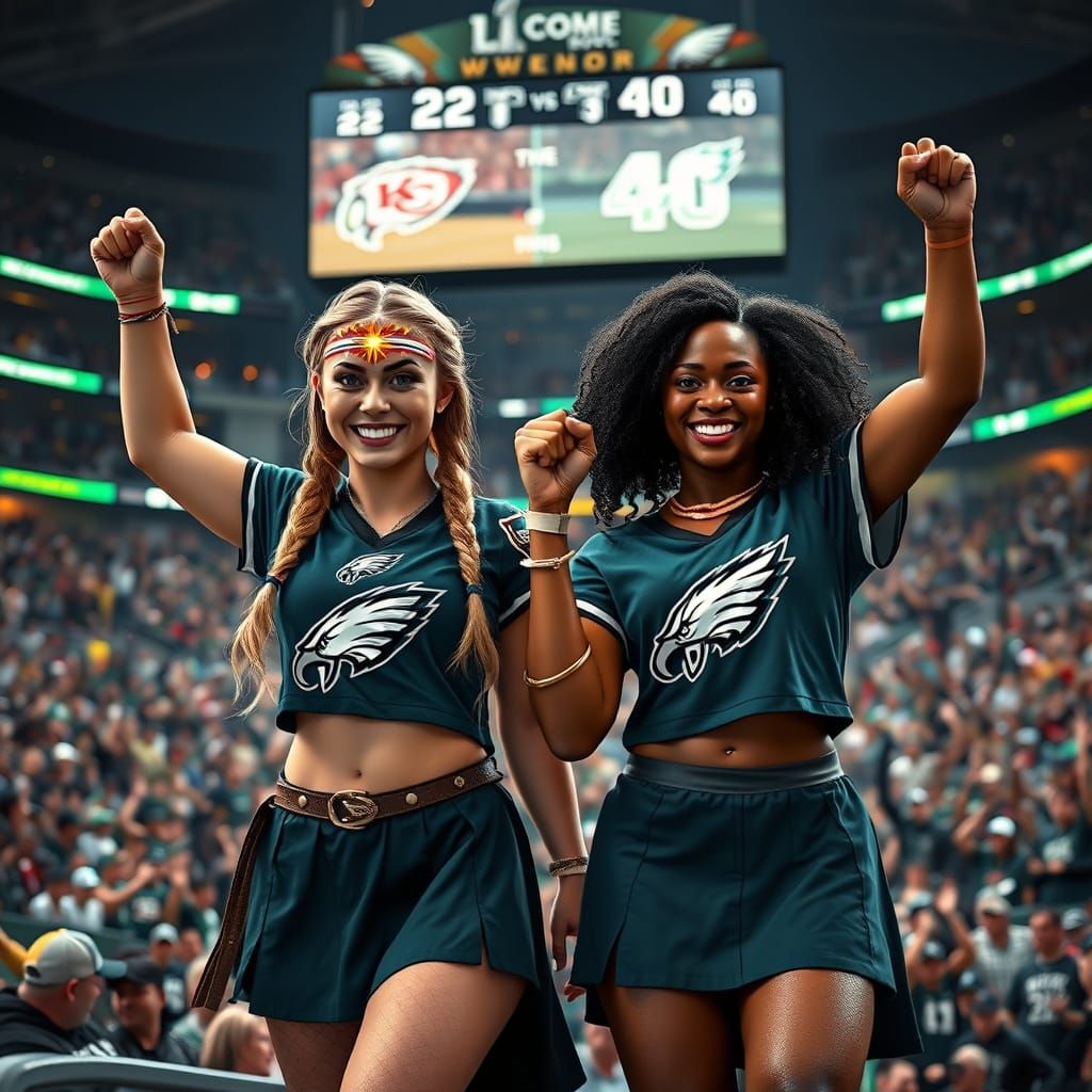 Medieval Fantasy Warriors Cheer Eagles in the Superdome