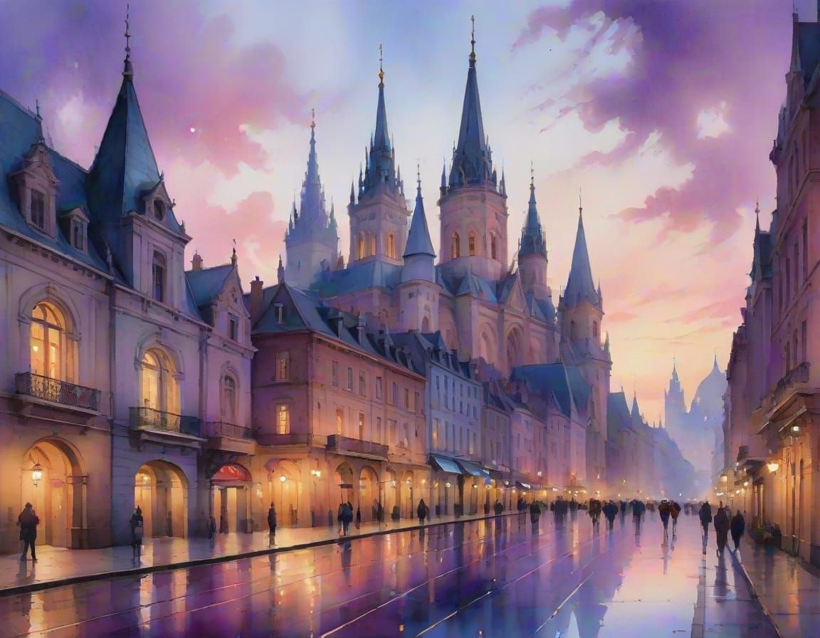 🥇purple cityscape