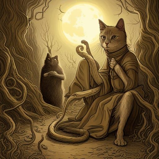 Lovecraftian Cat Horror in Doré Style