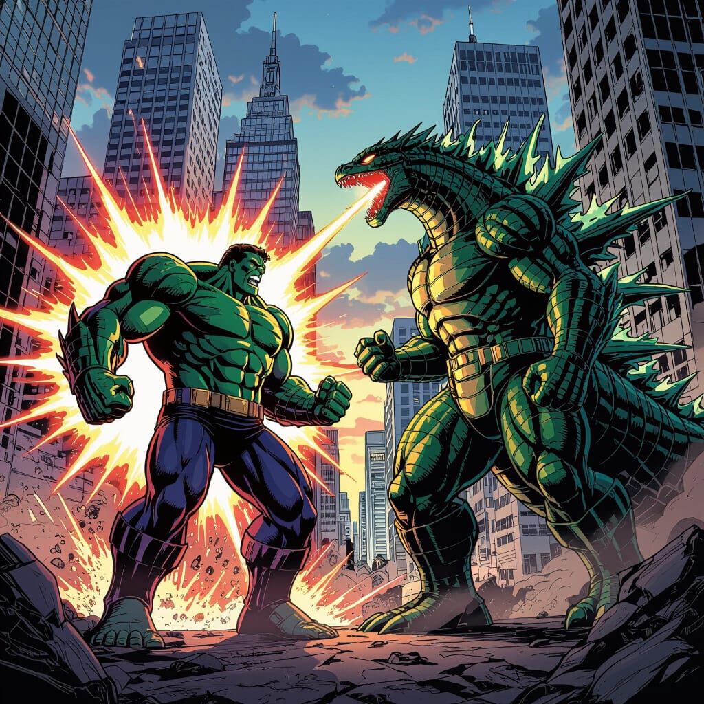 Superhulk vs King Ghidorah in Epic Tokyo Battle