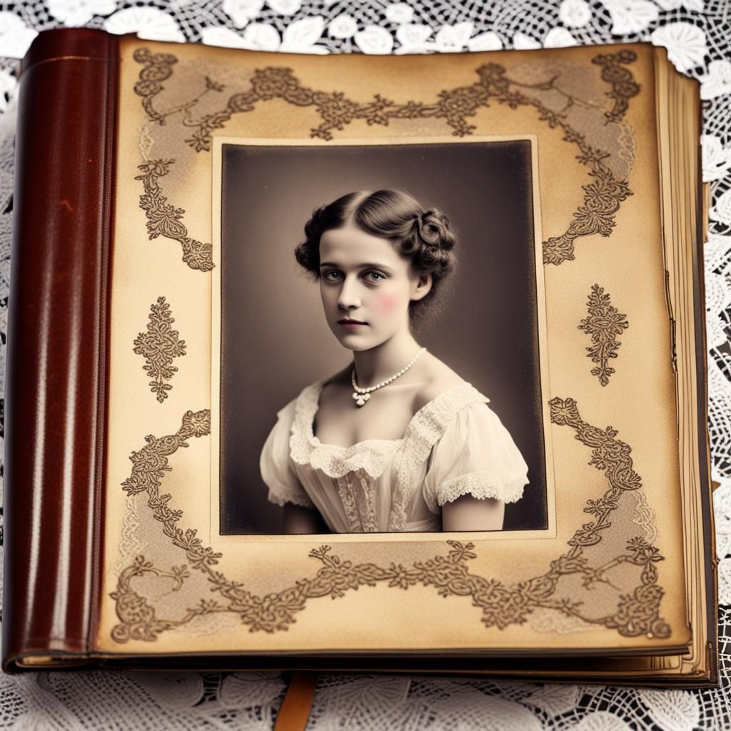 Vintage Photo Album with Victorian Portrait