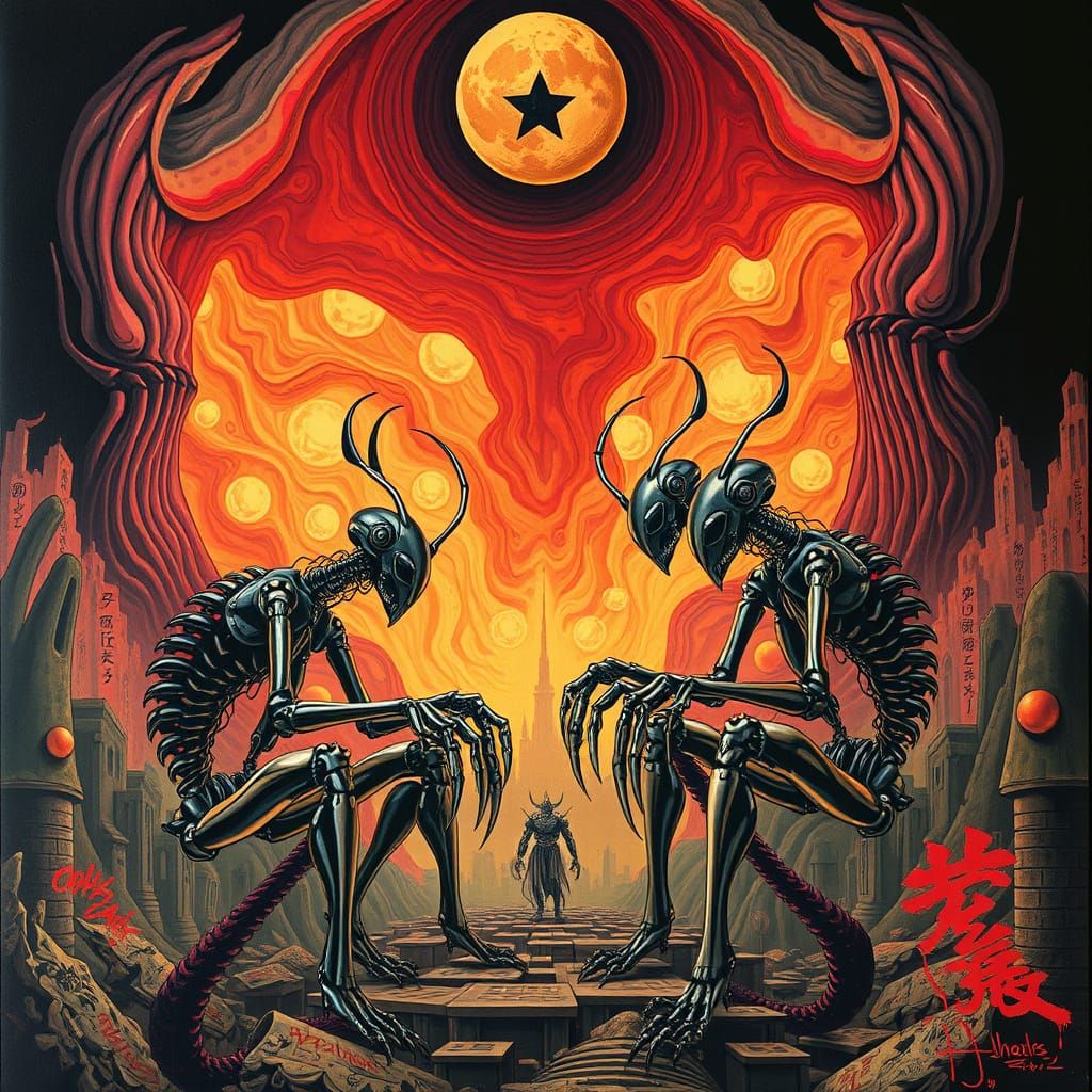 Biomechanical Droids Plotting Humanity's Demise in Surreal D...