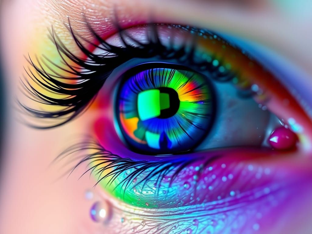 Vibrant Rainbow Eye with Ethereal Ambiance