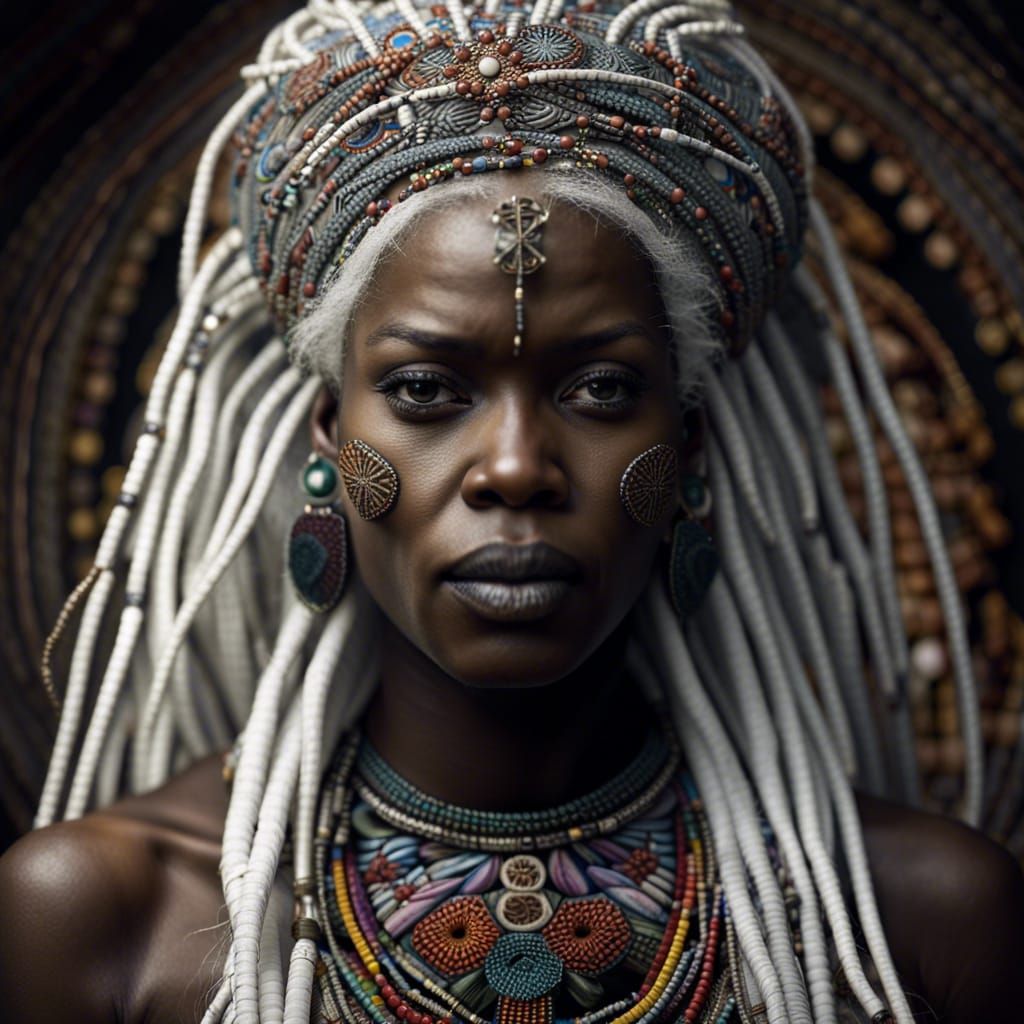 Intricate Portrait of Ancient African Woman