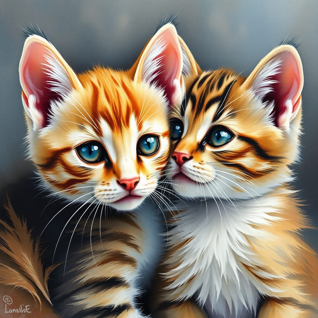 Kittens' Whiskers in Gouache Watercolor Style