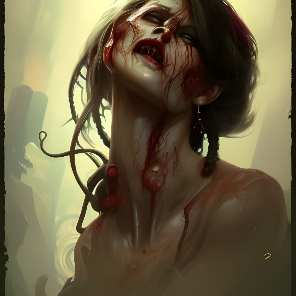 Zombie Goddess Portrait in Hyperdetailed Style