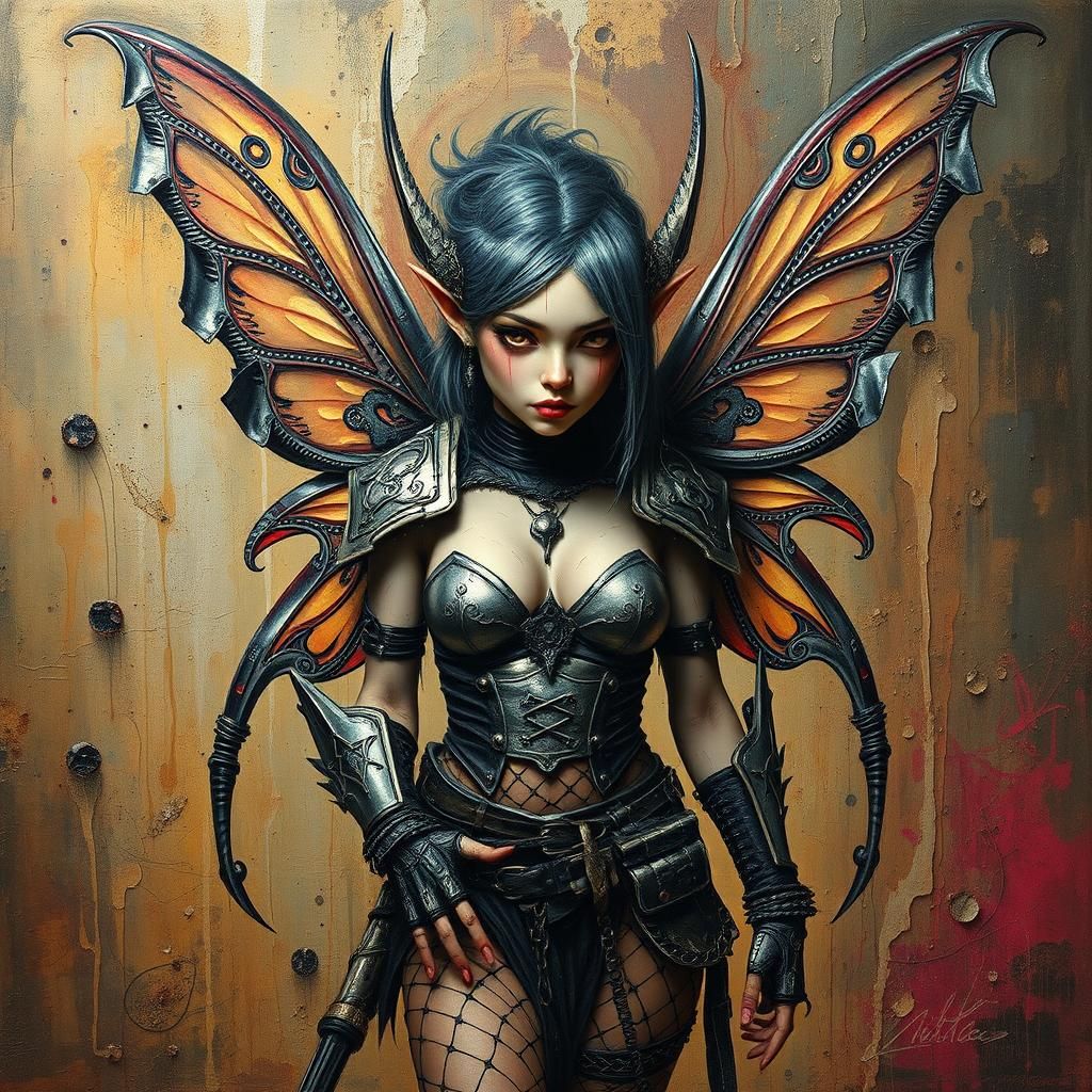 Punk Fairy Elf in Art Deco Surrealism