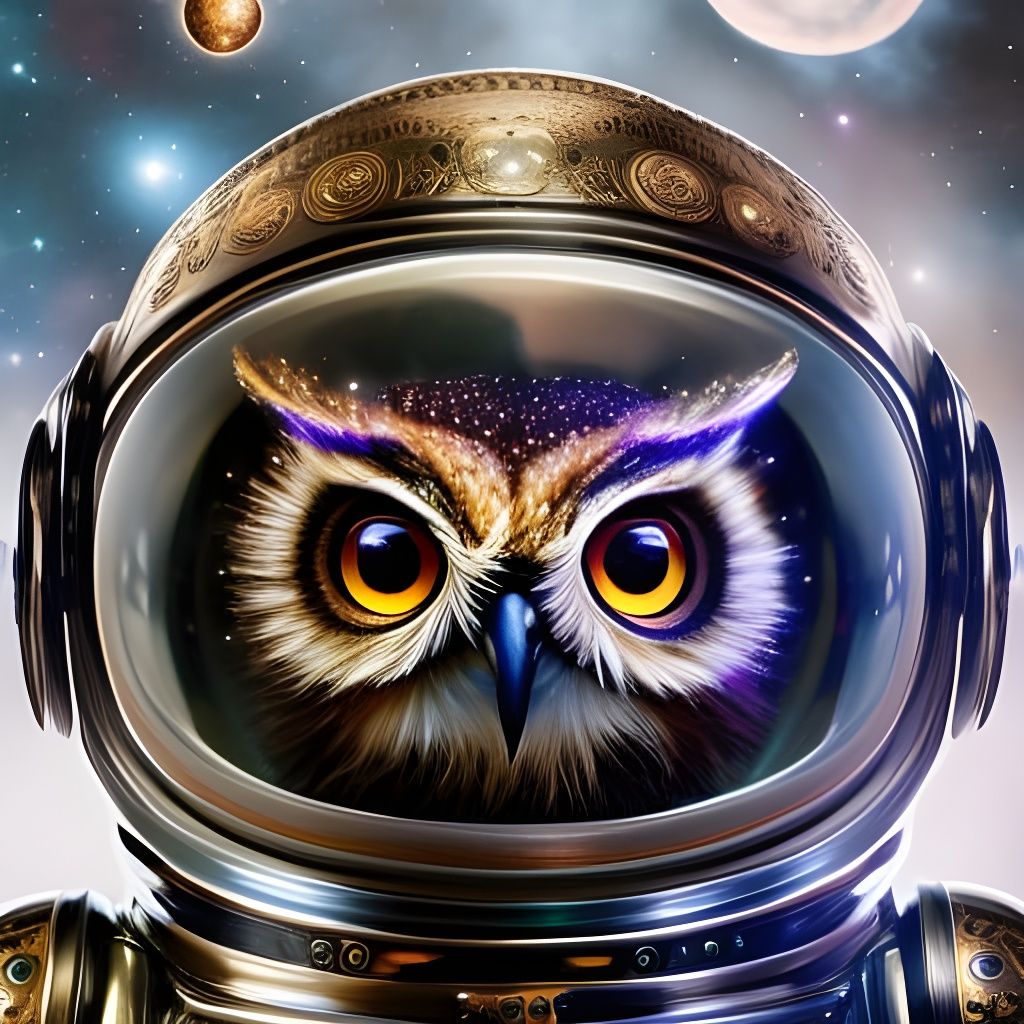 Cute Space Owl Explorer in Spacesuit