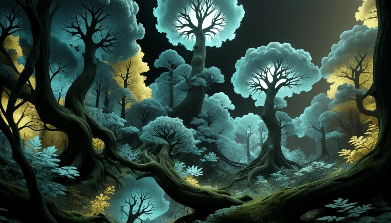 Ethereal Noise Forest: Dynamic Textures and Fractal Patterns