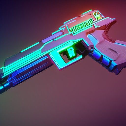 Futuristic Neon Gun Concept Art in 8K
