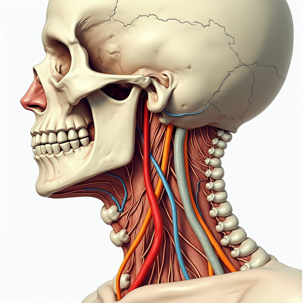 Detailed Neck Anatomy Illustration in Medical Style