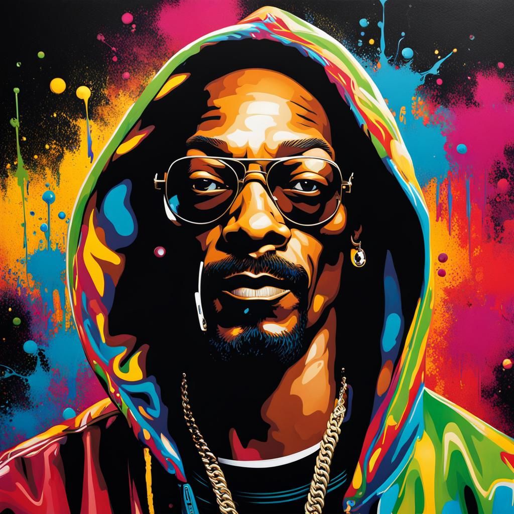 Snoop Dogg Graffiti Art in Polychromatic Splash Style