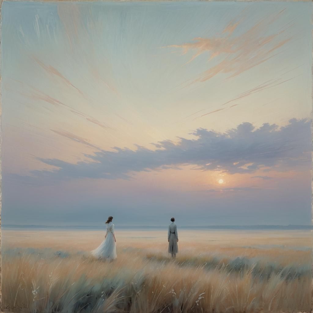 Ethereal Figure in Impressionistic Dreamscape