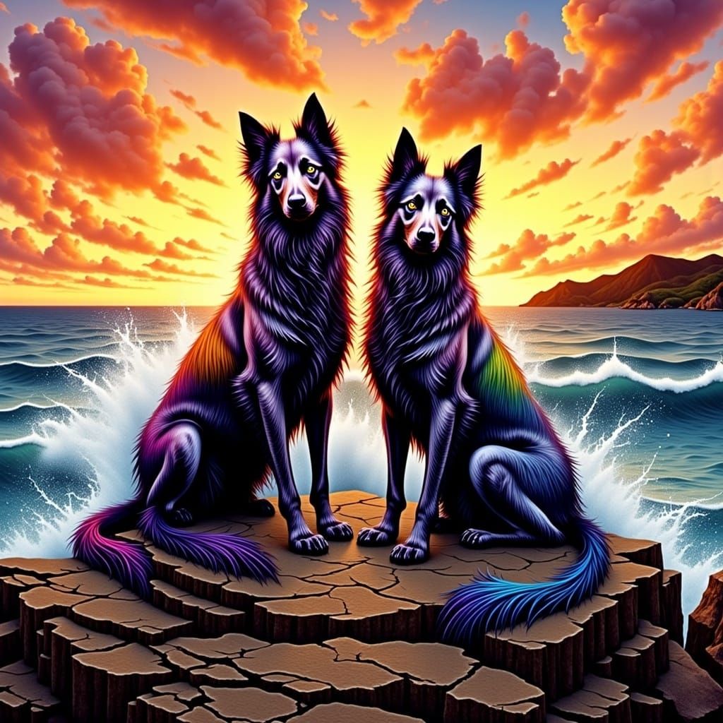 <lora:PurpleLadySalad:1.0> Close-up of a couple of Irish Kel...