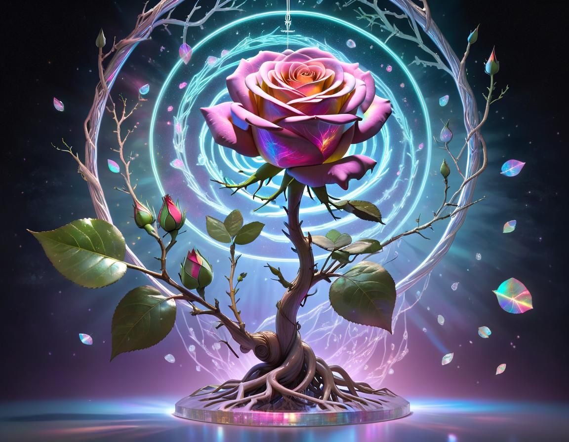 Celestial Rose of Ancient Wisdom in Holographic Projections