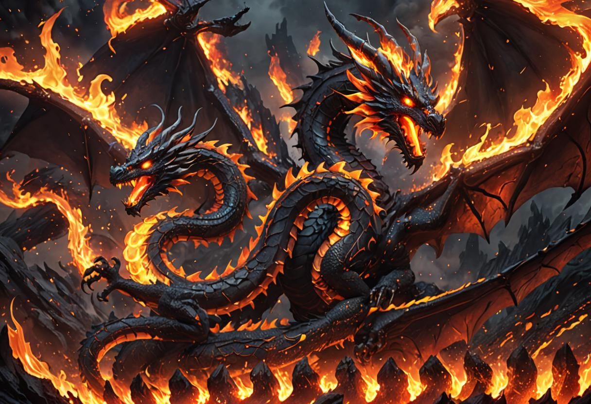 Magnificent Lava Dragon in Anime Style