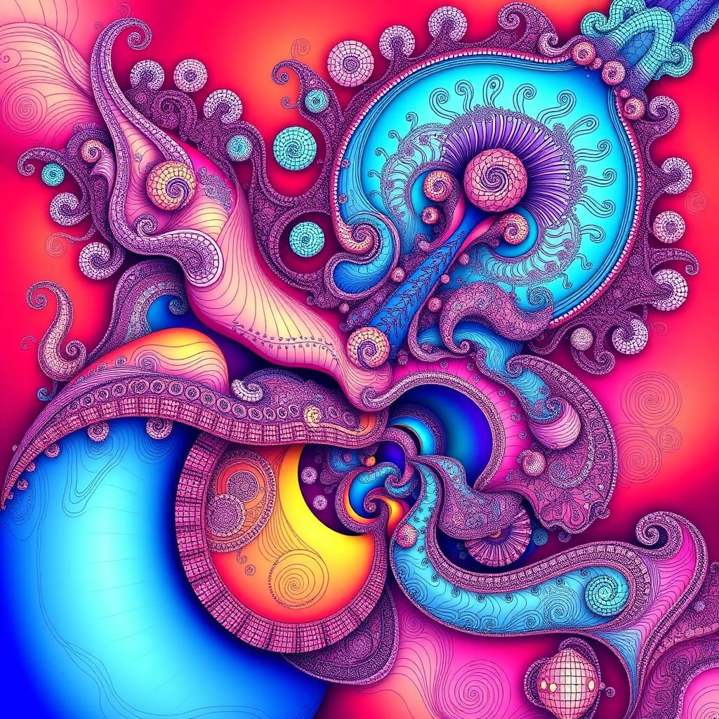 Abstract Vector Fractal Design: Montecarlo Bikini