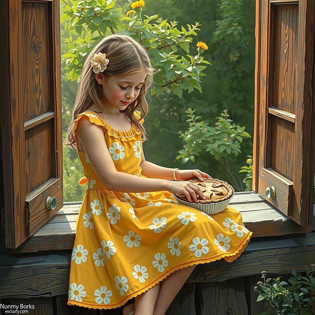 Nostalgic Country Girl with Apple Pie