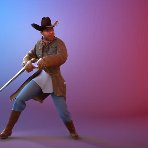 Cowboy with Sword: Pixar-Style 3D Rendering