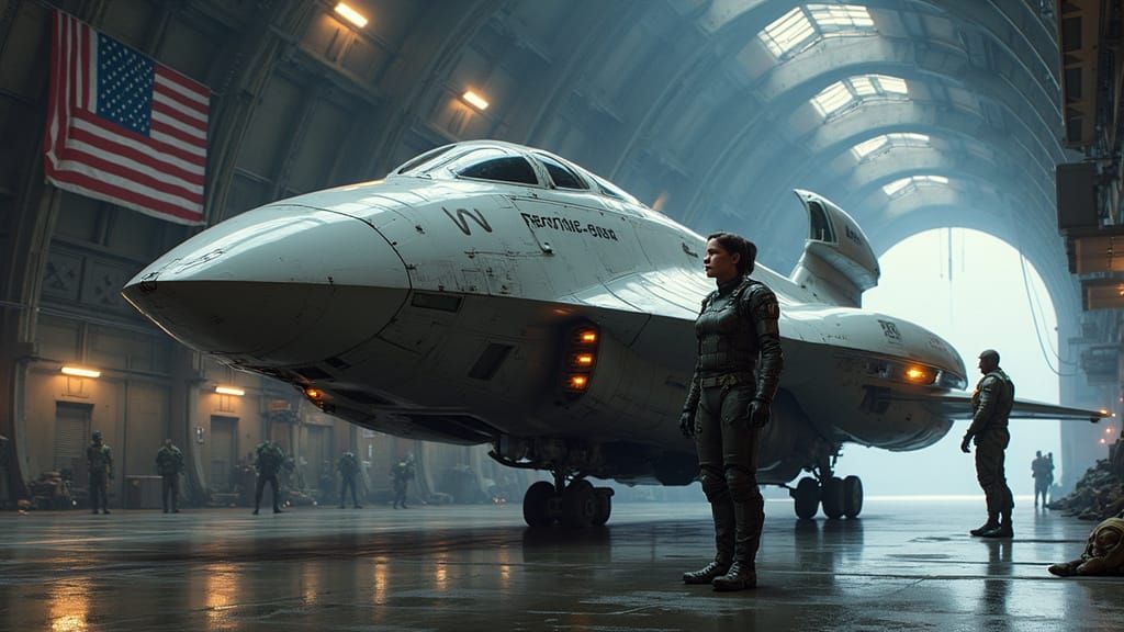 Futuristic Spacecraft Hangar Scene in Sci-Fi Style