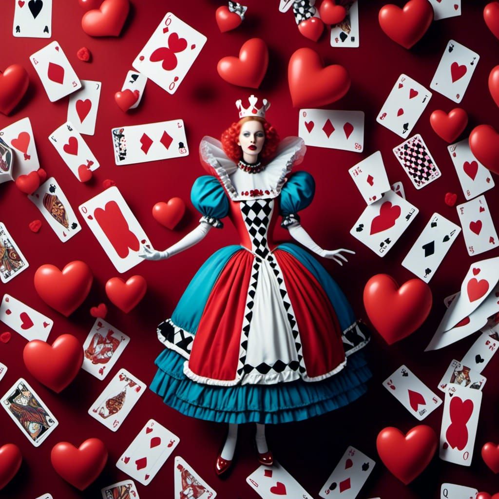 Photorealistic Queen of Hearts in Wonderland
