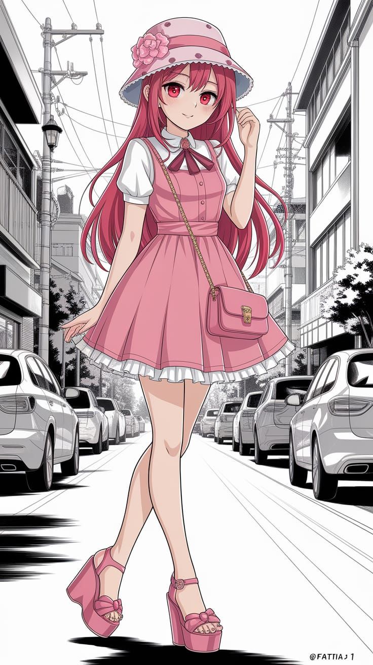 Hyperrealistic Colored Pencil Fashion Sketch: Cottage Core M...