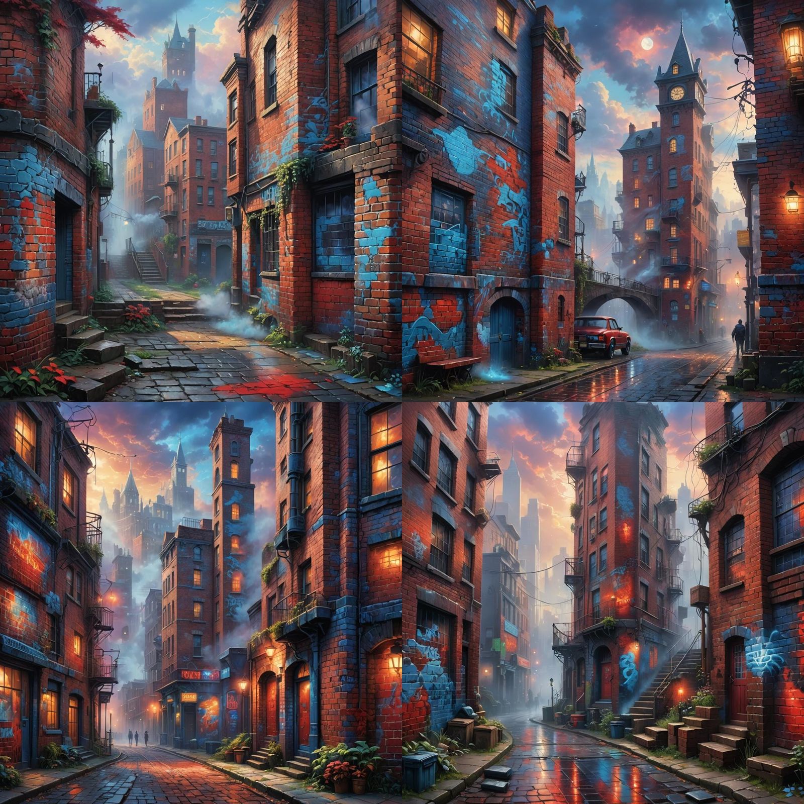 Graffiti Brick Wall Clipart in Urban Punk Style