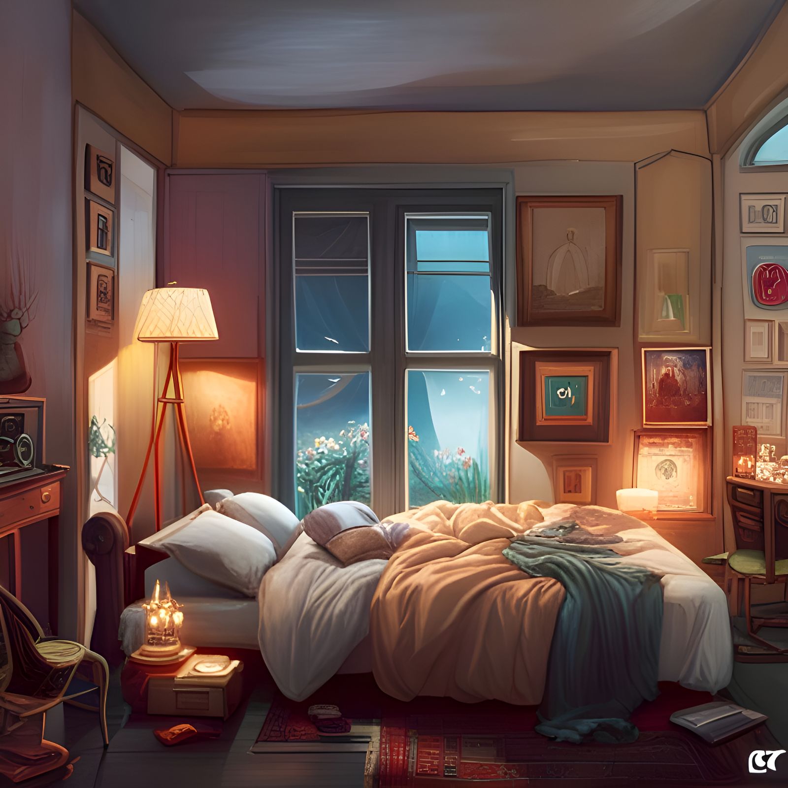 Happy Cosy Bedroom with Intricate Floral Details