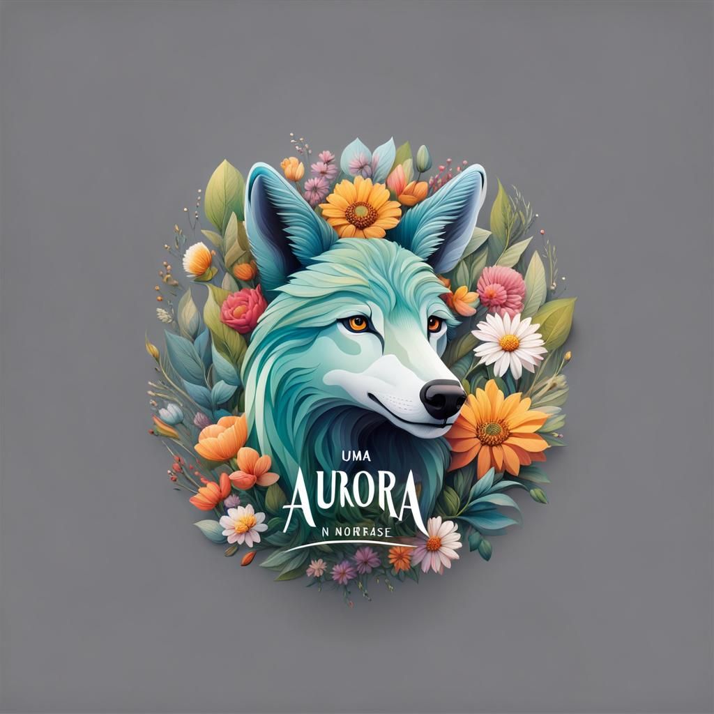 Aurora Logo with Floral and Animal Accents