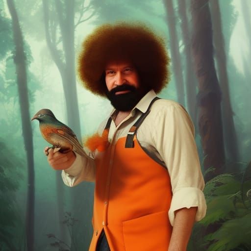 Bird as Bob Ross: Hyperdetailed Concept Art